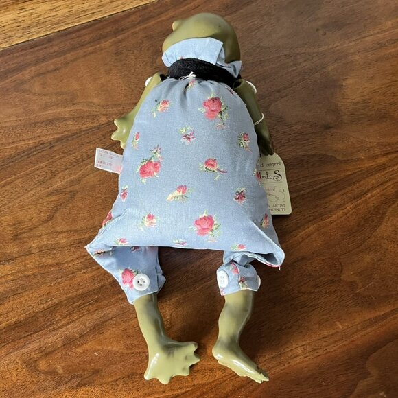 Vintage Department 56 Shelf Sitter Frog Doll by Marylisa Chesnutt Fabric Ceramic - Picture 11 of 14